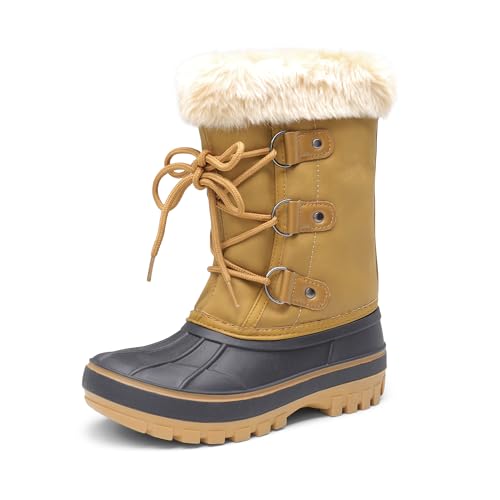 DREAM PAIRS Boys & Girls Faux Fur-Lined Winter Snow Boots for Little/Big Kids 9 Toddler Tan