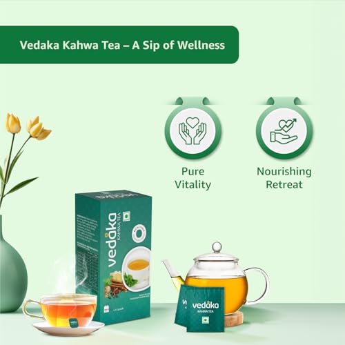 Image of Amazon Brand - Vedaka Detox Khawa Tea | 100 Bags | 250 g | Contains Salt, Ginger, Tulsi, Cinnamon, Black Pepper, Cloves, Nutmeg, Asafoetida & Cardamom Seed