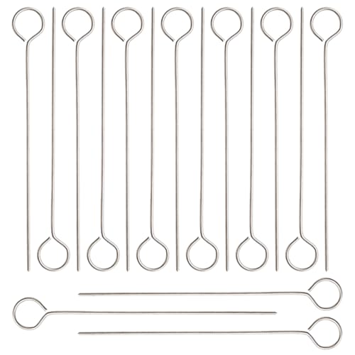 Yinluluna 15Pcs Stainless Steel Barbecue Skewers Turkey Lacers Grill Needles for Trussing Turkey and Meat BBQ Cooking and More (6.3 Inch)