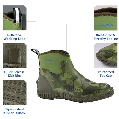 Image of Men's Waterproof 5.3-inch Ankle High Garden Shoes Rain Boots Slip-On Footwear for Gardening Farming Lawn Care Yard Work