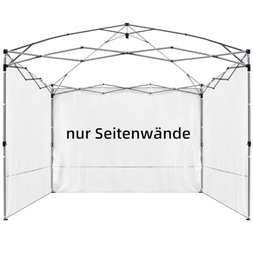 Seitenwand Pavillon 3x3 UV-Schutz und Wasserdicht für Outdoor-Eventzelte, Verkaufsstände, für Hinterhof, Terrasse, Camping-Sonnen- und Regenschutz, Rahmen Nicht enthalten (3 Seitenwände, weiß)