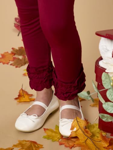 Image of RuffleButts Toddler Girl Merry & Bright Ruffle Leggings - Ankle Leggings | 75% Cotton 23% Spandex 2% Elastane, Breathable Lightweight, Elastic Waistband, Signature Rear Detail To 4T, Machine Washable