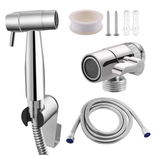 MilunavelleDoccia bidet portatile con flusso regolabile, set WC in acciaio inossidabile con spruzzatore igiene personale