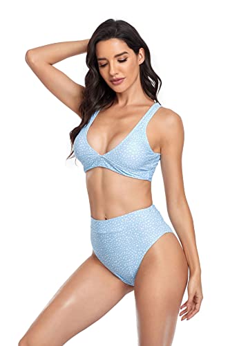 Bikini 2 pièces bleu taille haute pour sublimer les formes XL