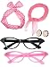 Satinior Women 50's Costume Accessories Set Girl Scarf Headband Earrings Cat Eye Glasses for Party (Color Set 3)
