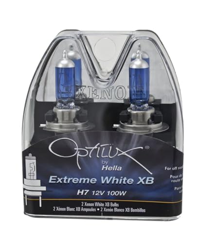 Image of Hella H71070307 Optilux XB Series H7 Xenon White Halogen Bulbs, 12V, 100W, 2 Pack