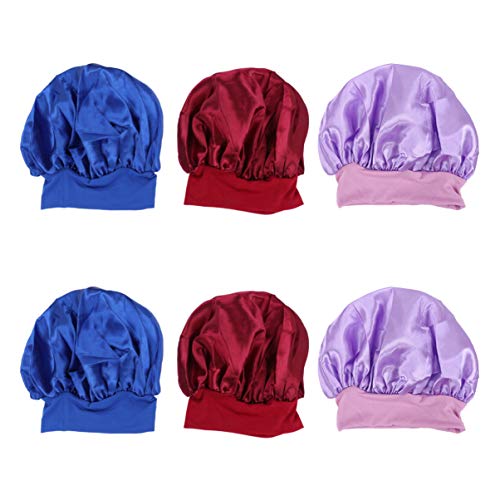 PIXNOR 6 Pcs Tampas de Sono BonÃ© de Cetim ChapÃ©u SalÃ£o Cap Perda de Cabelo ChapÃ©u Tampa da CabeÃ