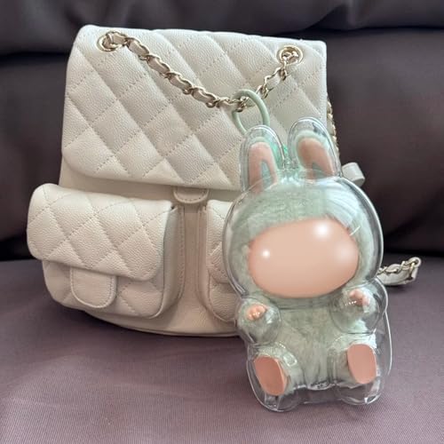 Chritice Transparente PVC Case Passend für Labubu,Schutzhülle Schlüsselanhänger Have a Seat,Hartschalen Transparente PVC Hülle für 17CM Puppe Staubdisplay-Lagerung,Kostenloses Silikon-Schlüsselband