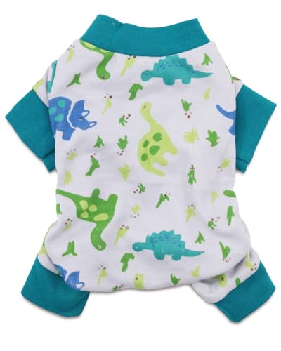 DroolingDog Small Dog Pajamas Dog Pjs for Medium Dogs Doggie Onesie for Small Dogs with Dinosaur Pattern