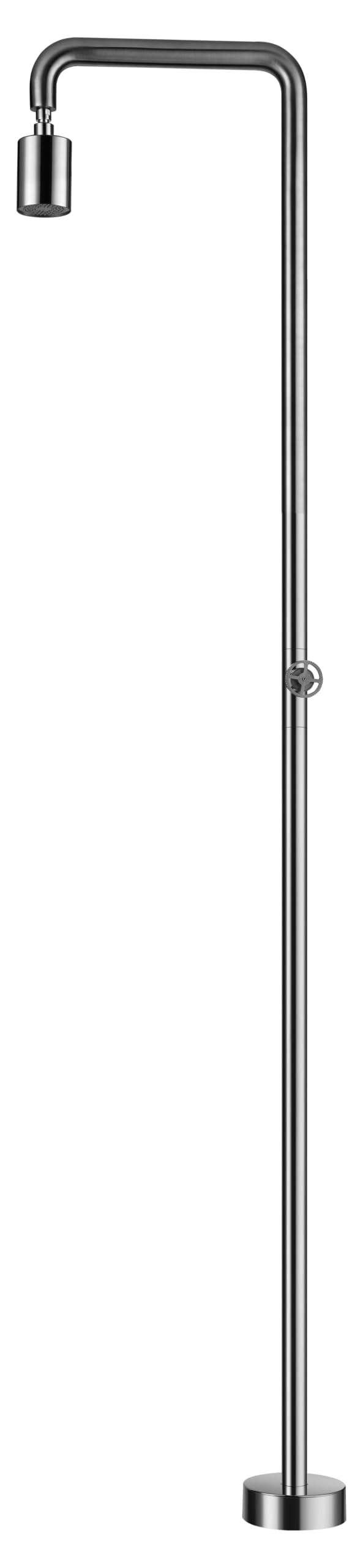 IMEX Barra de Ducha para Exterior - GPP001/AC Serie POOL, Fabricada en Acero S.316, Resistente a la Corrosión, Difusor Ø80 mm Antical, Grifería Monofluido, Giratoria 360°, Ideal para Jardín o P