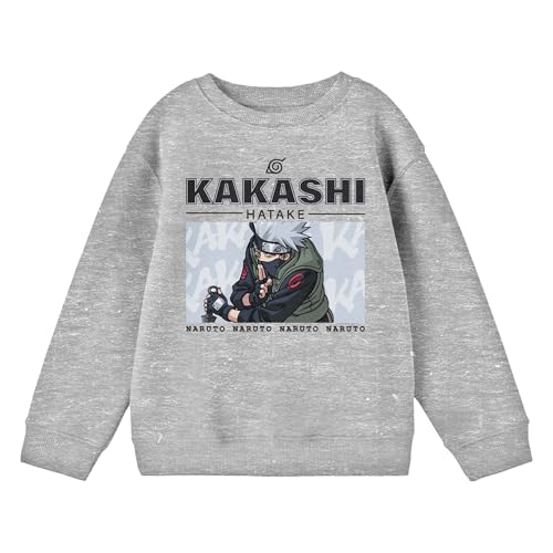 Bioworld Naruto Kakashi Crew Neck Long Sleeve Youth Athletic Heather Sweatshirt
