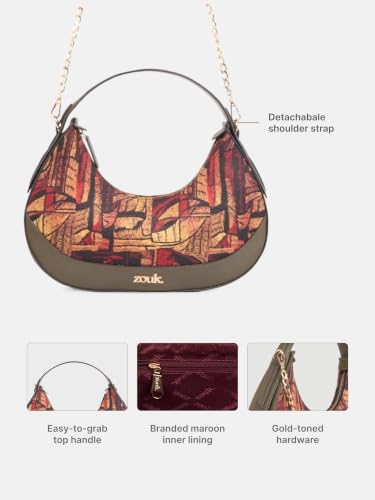 Image of ZOUK Women's Vanya Baguette | Crossbody Vegan Leather Sling Bag | Detachable Strap