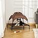 PawHut Erhöhtes Hundebett mit Baldachin, Haustierbett, Hundeliege Outdoor mit Dach, Atmungsaktiv, Taftstoff für Camping Kaffee 76 x 61 x 73 cm