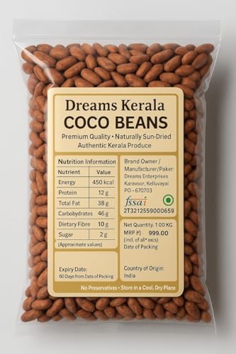 Image of Kerala Coco Premium Raw Cocoa Beans, 1 kg Pack, Natural Baking Chocolate for Homemade Chocolate Making, Nibs Preparation | Fermented and sundried