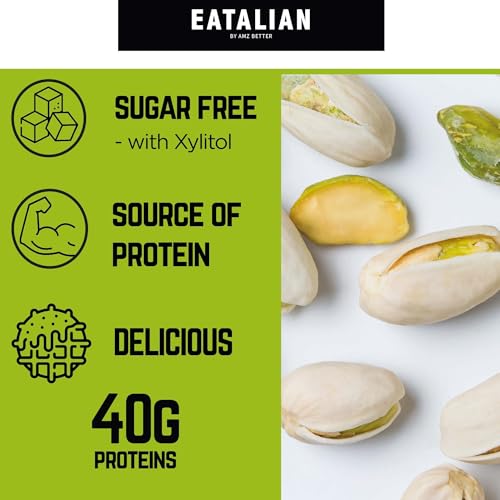 Image of EATALIAN by AMZ BETTER Spreadable Crunchy Pistachio Protein Cream 7 oz /200 gr, Pistachio Cream with Grains, Protein Paste, Sweet Taste, Ideal on Bread and Excellent for Dubai Chocolate, Made in Italy
