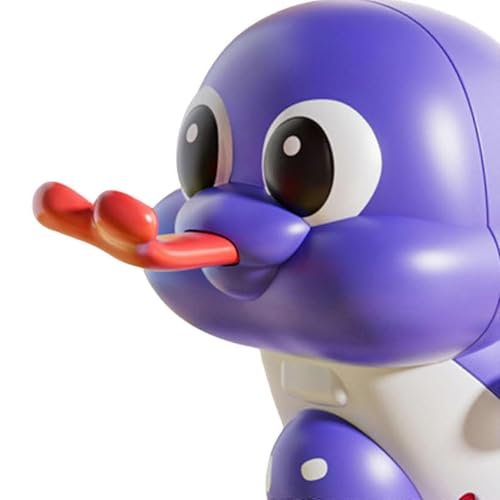 Image of Cute Wind-Up Duck Toy for Kids, Manual Clockwork Walking Duck, Colorful Cartoon Animal Toy for Toddlers & Children (Purple Duck)