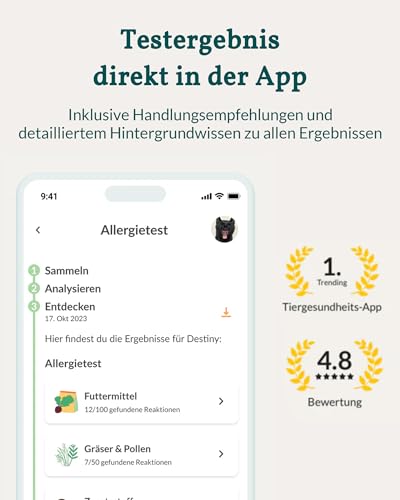 vetevo Allergietest Plus Katze, Unverträglichkeitstest Katze, bei Juckreiz & Niesen, 360+ Futtermittel Unverträglichkeiten, Gräser, Pollen & Co