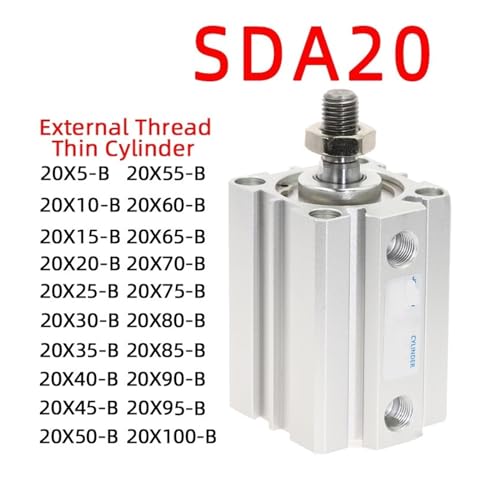 Cilindro neumático compacto SDA20 de 20mm de diámetro con rosca externa 4