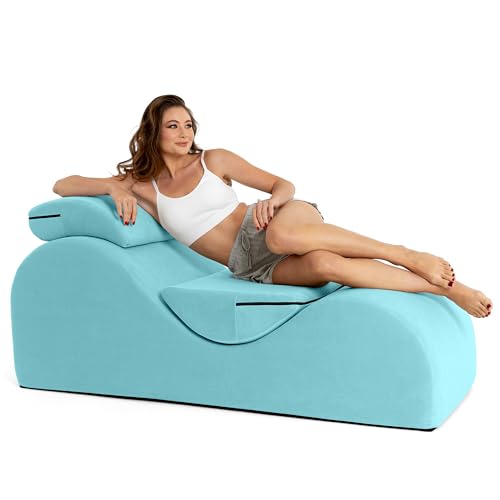 Image of Avana Luvu Lounger - Chaise Lounge Chair for Yoga, Exercise, Stretching - High Density Foam - Removable Cover and Resistant Inner Liner - Made in the USA - Blue