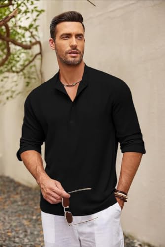 Image of Bellstone Men's Cotton Blend Solid Regular Fit Full Sleeve Short Kurta | Men's Trendy Short Kurta | Ethnic Stylish Casual Lightweight Summer Kurta for Daily and Occasion Use