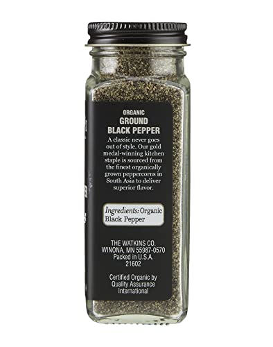 Image of Watkins Gourmet Organic Spice Jar, Ground Black Pepper, 2.8 Ounce (Pack of 3)