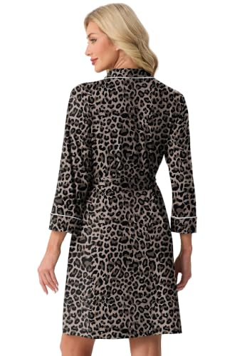 Image of PrinStory Womens Robe Knee Length Soft Knit Bathrobe S-2XL | V-Neck 3 /4 Sleeve Robes with Pockets, Lightweight, Breathable Bath Robe for Shower, Spa, Travel, Home, Party, Nursing