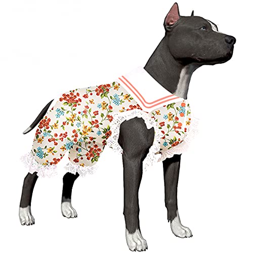 LovinPet Dog Costume, Wound Care Cute Lapel Dog T-Shirts for Large Dog, Elastic Stretchy Roseberry Cottage Flowers Cream Prints Large Dog Pjs for Dogs Pitbull Clothes Dog Outfit XXL LovinPet Dog Costume, Wound Care Cute Lapel Dog T-Shirts for Large Dog, Elastic Stretchy Roseberry Cottage Flowers Cream Prints Large Dog Pjs for Dogs Pitbull Clothes Dog Outfit XXL