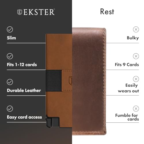Ekster Senate Cardholder Wallet for Men | Slim Card Holder for Men w/RFID Blocking Layer | Minimalist Wallet w/Push Button for Quick Card Access | Caramel3