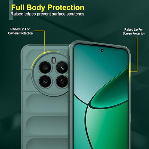 Image of Amazon Basics Back Case Cover for Realme Narzo 70 5G | Compatible for Realme Narzo 70 5G Back Cover | Matte Soft Flexible Silicon | Liquid Silicon Magic Case with Camera Protection | Dark Green