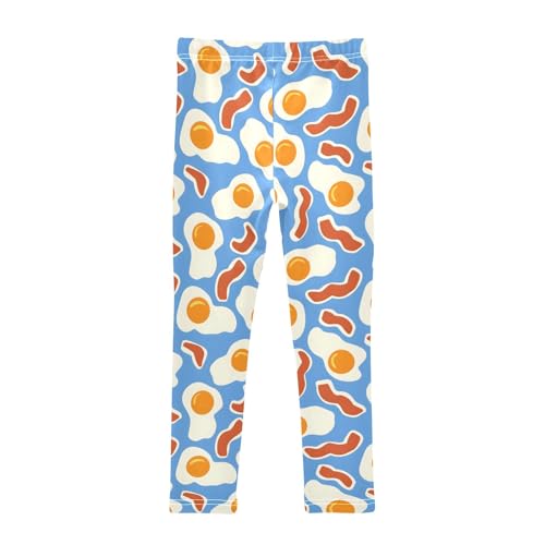 senya Girls Printed Leggings Yoga Pants Blue Scrambled Eggs and Bacon Pattern for Kids in 4t to 10 Years, 4T2