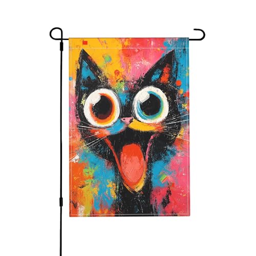 Cat Garden Flag Seasonal Double Sided 12 x 18 Inch Small Yard Flag for Indoor Outdoor Decor Holiday All Seasons