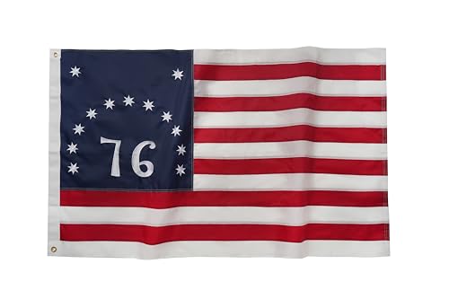 SYII Bennington Flag 3x5 FT Outdoor All Weather 1776 American Flag with Embroidered Stars & Sewn Stripes 13 Colonies 76 American Flag Heavy Duty with 2 Brass Grommets 4th of July Outdoor Banner