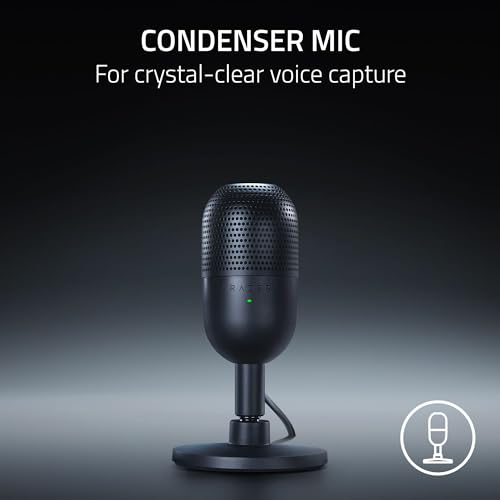 Image of Razer Seiren V3 Mini USB Microphone: Condenser Mic - Supercardioid Pickup Pattern - Tap-to-Mute Sensor with LED Indicator - Shock Absorber - Ultra Compact - PC, Discord, OBS Studio, XSplit - Black