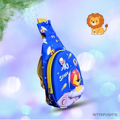 Image of Kids Small Cartoon Design Sling Crossbody Shoulder Bag for Boys & Girls, School Travel & Casual Backpack with Adjustable Strap for Children & Toddlers