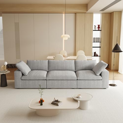 Image of JACH Modular Sectional Couch for Living Room, Modern Convertible Couches, 3 Seats Soft Cloud Couch, Cushion Covers Removable, Modular Sectional Sofas for Living Room Apartment, (Grey)