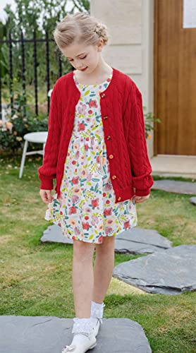 SMILING PINKER Little Girls Boys Cardigan Toddler Unisex Chunky Cable Knit Cotton Button Up Sweater3