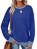 Saloogoe Women's Sweatshirts Pullover Vintage Cozy Sweaters Winter Clothes 2025 Royal Blue XL
