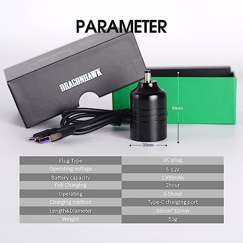 Dragonhawk ATYHCX Wireless Cartridge Tattoo Machine Kit Pen Rotary Tattoo Machine Cartridge Needles Power Supply thumb #5