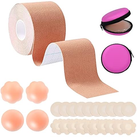ONESING 44Pcs Nipple Covers for Women with Breast Lift Tape Reusable Nipple Pasties for Women Disposable Nipple Stickers Nude Cover