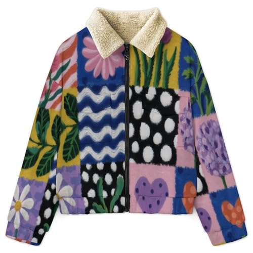 Manteaux femmes hiver doublé polaire chaud veste blouson imprimée floral