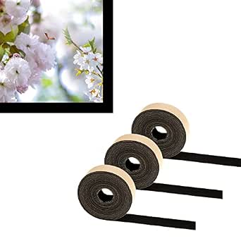 Mesheshe 3-Piece 1 in × 16 ft Self-Adhesive Polyester Felt Tape – Thin Velvet Roll for Projector Screen Border (Black)