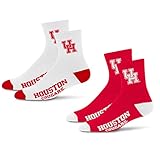 For Bare Feet NCAA Houston Cougars Quarter Sock Two Pack Team Colors Large