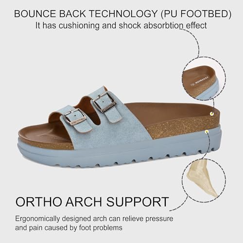 Image of Centrino Women's Berkin-Style Slip-On Sandals | Open Toe Design | Soft PU Footbed | Lightweight & Comfortable | Arch Support | On-Grip Sole | Casual Outdoor Wear (9219)