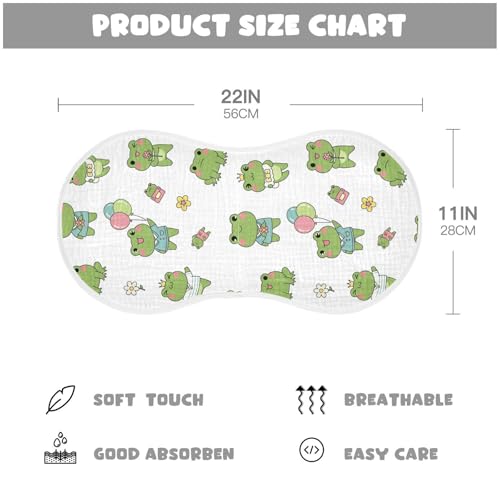 J JOYSAY Flowers Frog White Baby Burp Cloths for Boys Girls Large 22''x11'' Cotton 4 Layer Neutral Burp Clothes for Spit Up Babies one sizex42