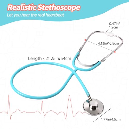 Image of Phobby Doctor Kit Toy for Kids 3 4 5 6 Years Old, Blue | Toddler Pretend Medical Kit with Real Stethoscope, Storage Bag, Light & Sound Effect, Girls Boys Birthday Gift, 8 Pcs