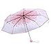 Zerodis Folding Umbrella Windproof Travel Umbrella,Transparent Cherry Blossom Folding Umbrella Fashionable Princess Umbrella (Blue)
