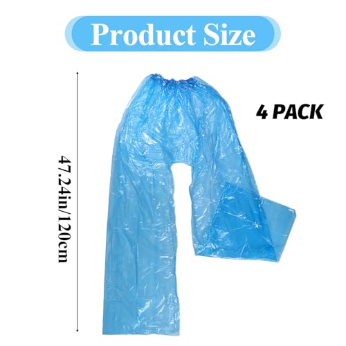 4 PCS Disposable Rain Pants, Clear Plastic Rain Pants with Shoe Cover, Adult Boot Covers Rainpants for Men and Women Outdoor (Blue+white)2