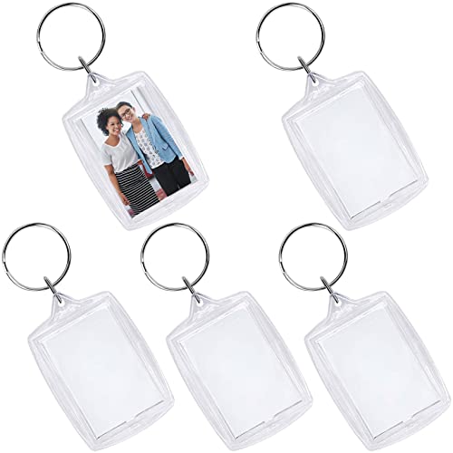 SHENLONG 5pcs Blank Acrylic Photo Keyring Double Sided Blank Insert Photo KeychainPersonalised Photo KeyAcrylic Clear Picture Frame Keyring with Split Ring for FamilyFriendsGifts & DIY Craft Supplies