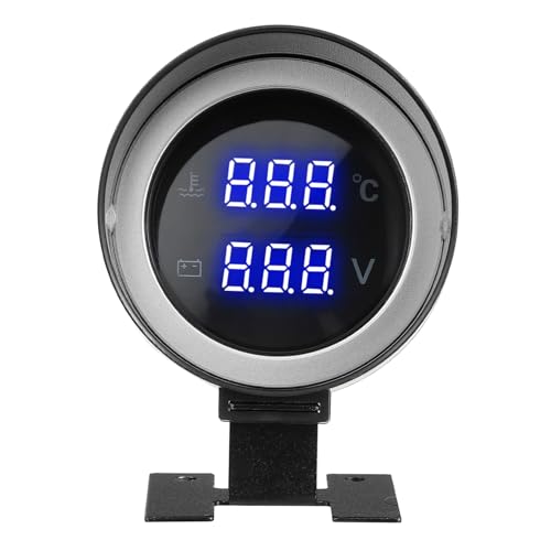 COOPHYA 車用二合一水温電圧計 高精デジタル表示 丸型スクリーン搭載 広い電圧対応 簡単取付けアダプター付 バイク トラック対応性能モニタ