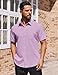 COOFANDY Mens Dress Shirts Collared Short Sleeve Button Up Solid Camp Shirt Fashion 2025 Purple